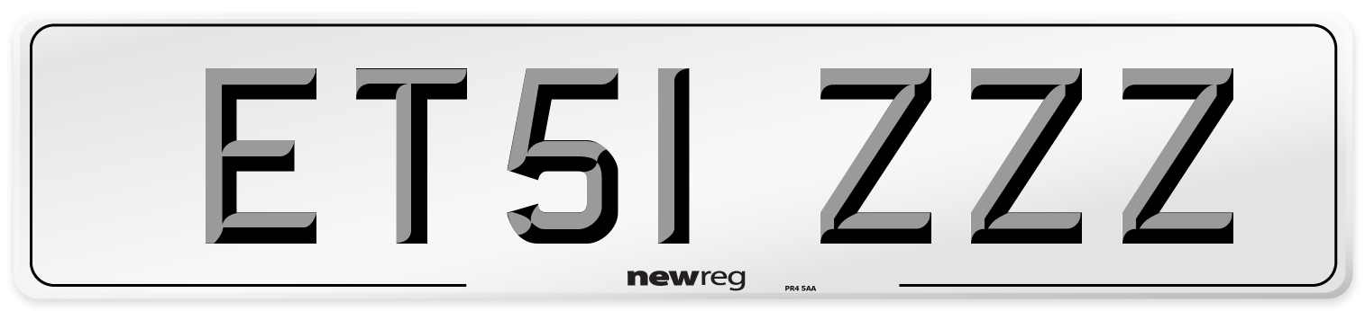 ET51 ZZZ Number Plate from New Reg